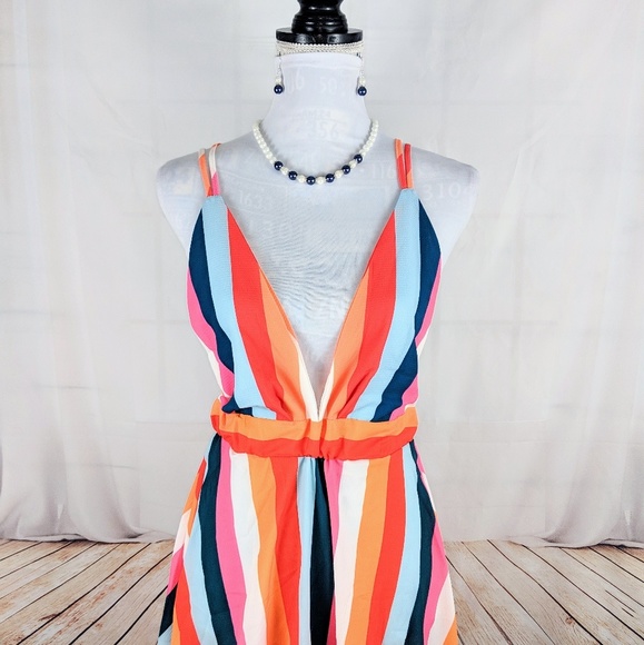 🌸🎉Striped Spring plunge Dress🎉 - Picture 5 of 6
